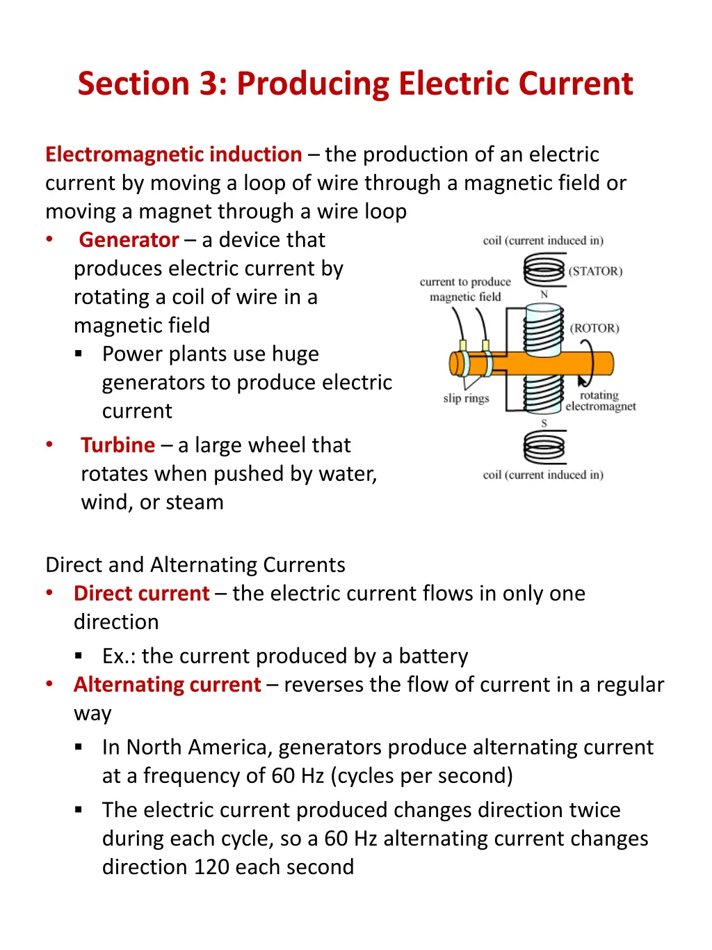 section 3 producing electric current