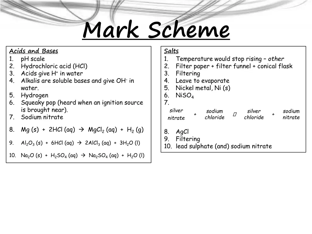 mark scheme