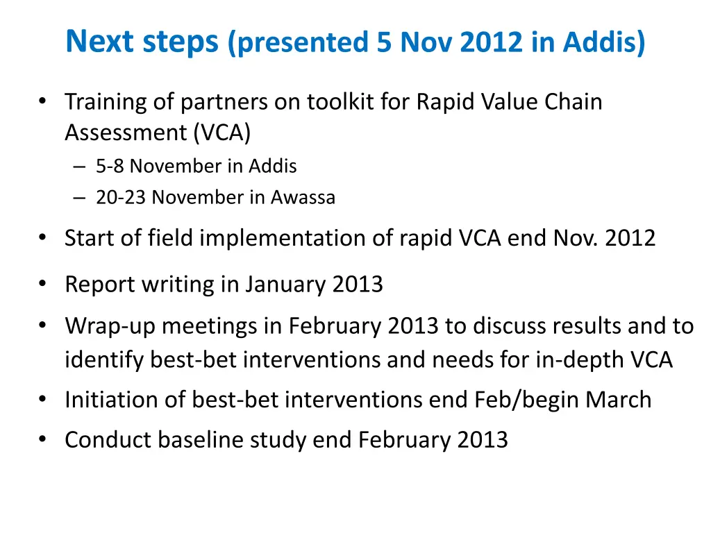 next steps presented 5 nov 2012 in addis