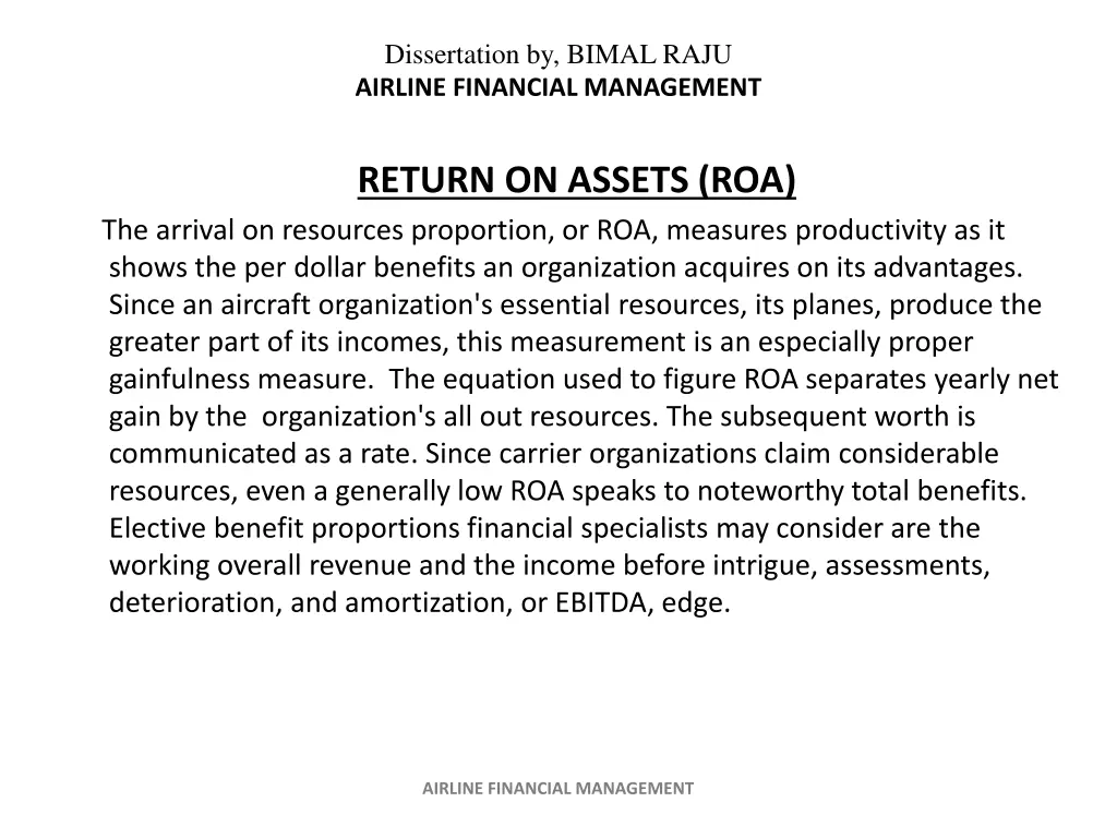 dissertation by bimal raju airline financial 14