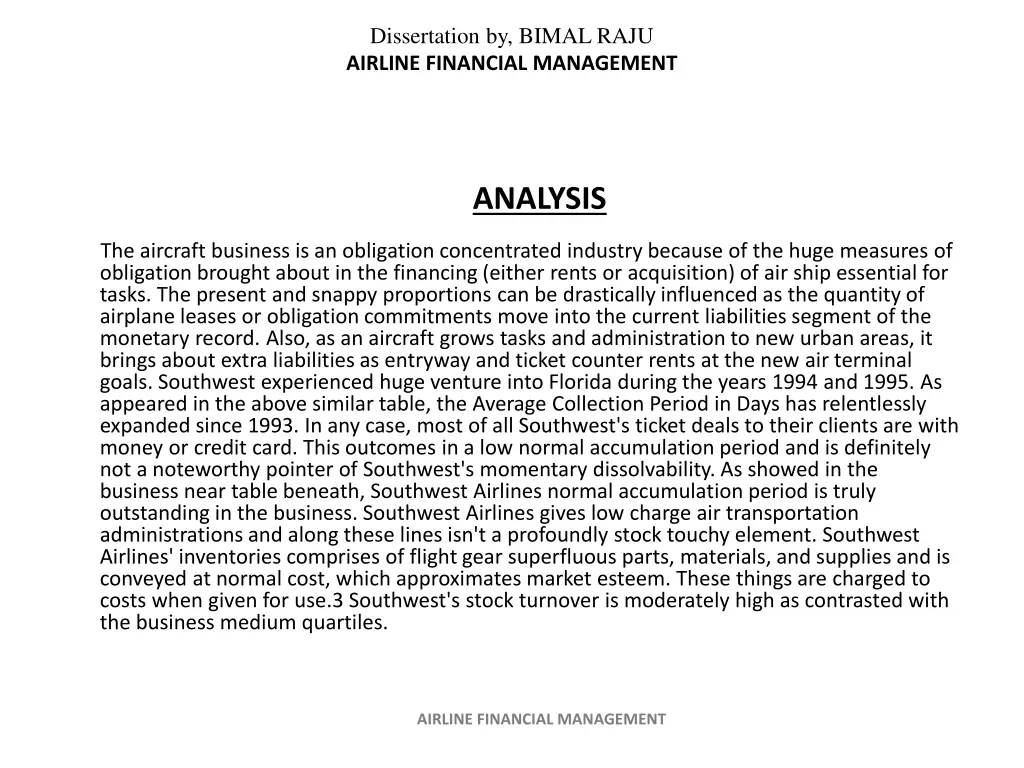 dissertation by bimal raju airline financial 8