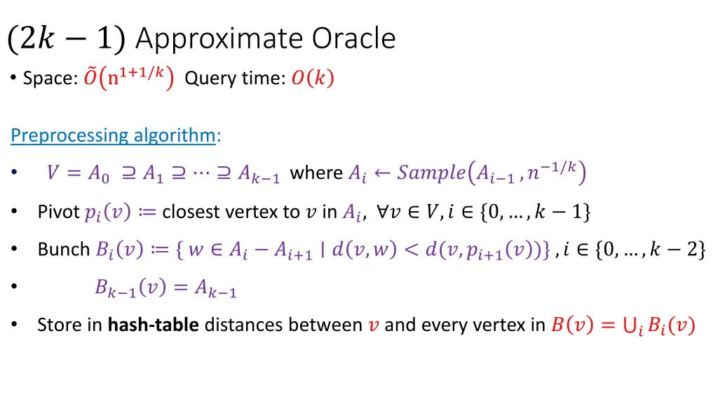 2 1 approximate oracle space n 1 1 query time
