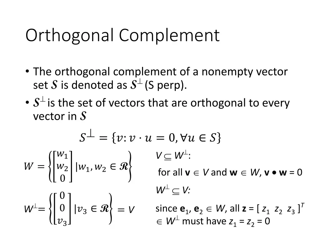 orthogonal complement 1