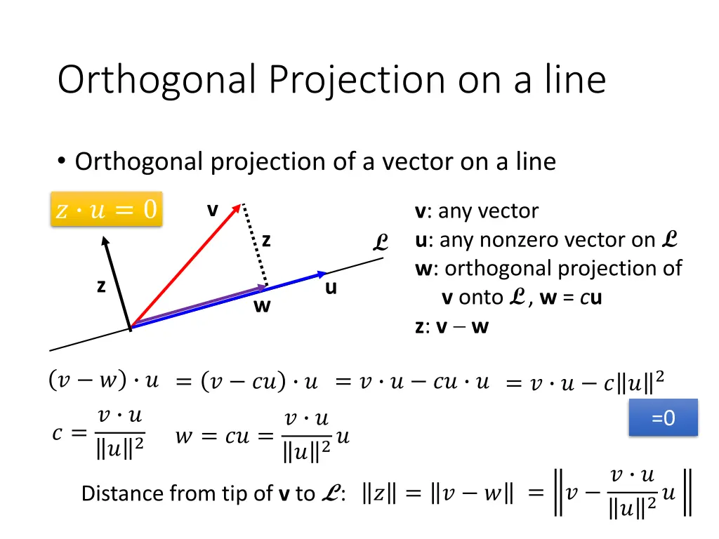 orthogonal projection on a line