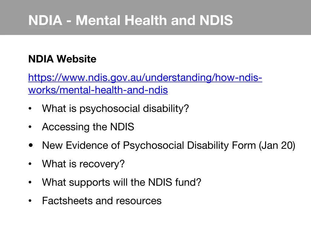 ndia mental health and ndis