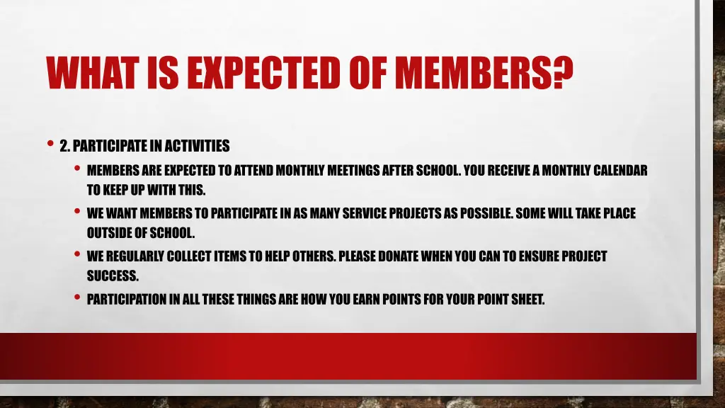 what is expected of members 1