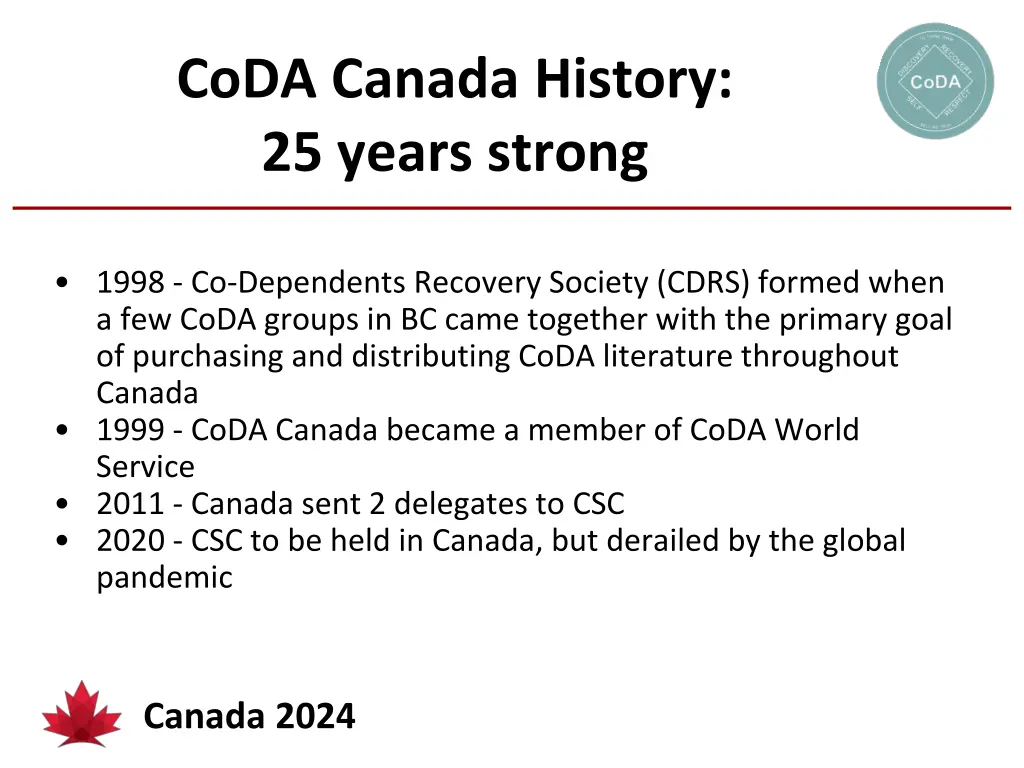 coda canada history 25 years strong