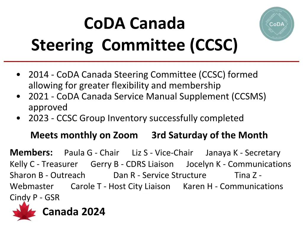 coda canada steering committee ccsc