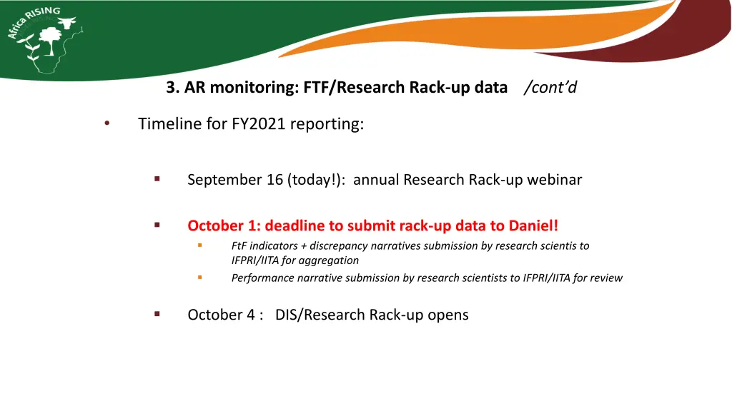 3 ar monitoring ftf research rack up data cont d