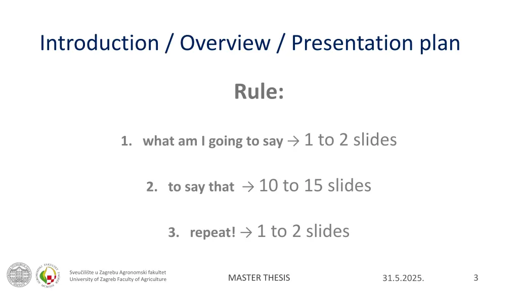 introduction overview presentation plan