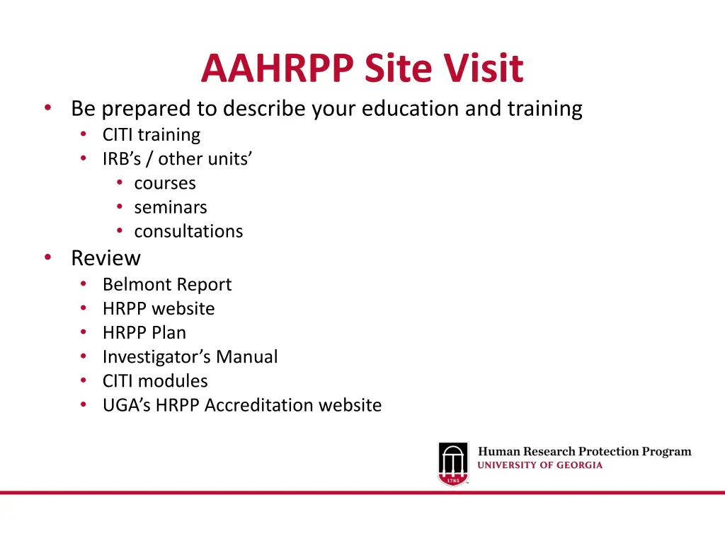 aahrpp site visit be prepared to describe your