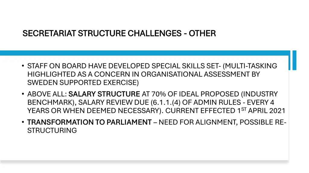 secretariat structure challenges secretariat