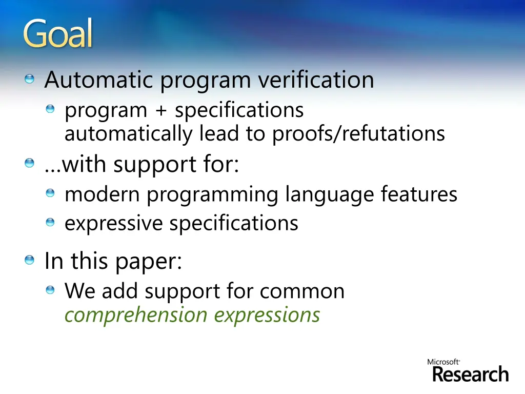 goal automatic program verification program