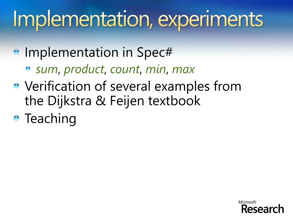 implementation experiments