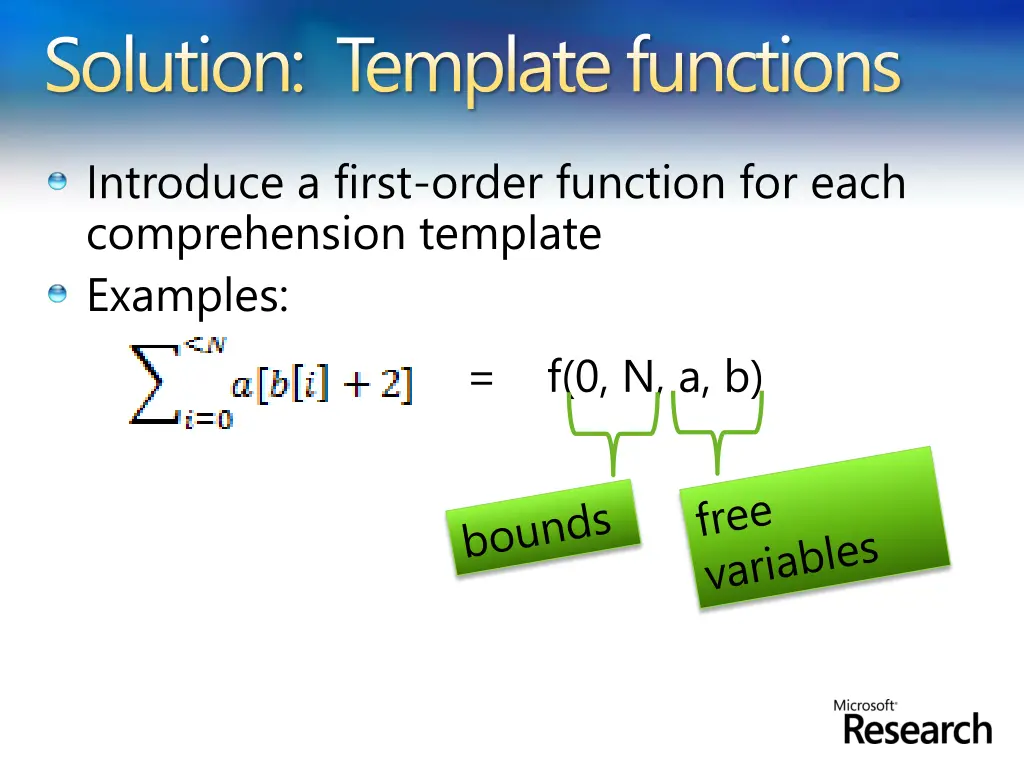 solution template functions