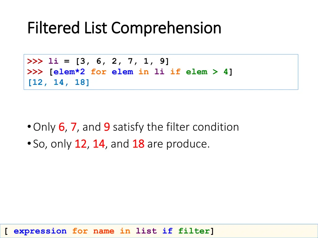 filtered list comprehension filtered list 1