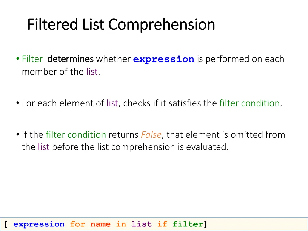 filtered list comprehension filtered list