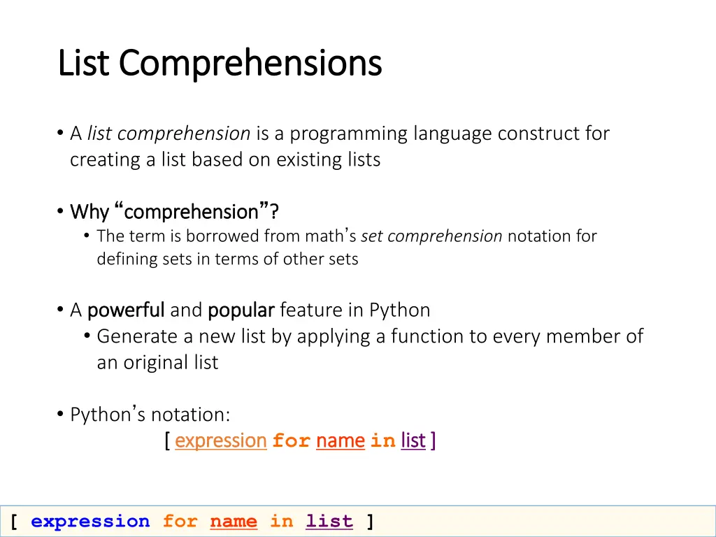 list comprehensions list comprehensions