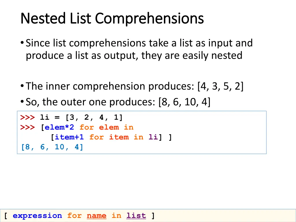 nested list comprehensions nested list