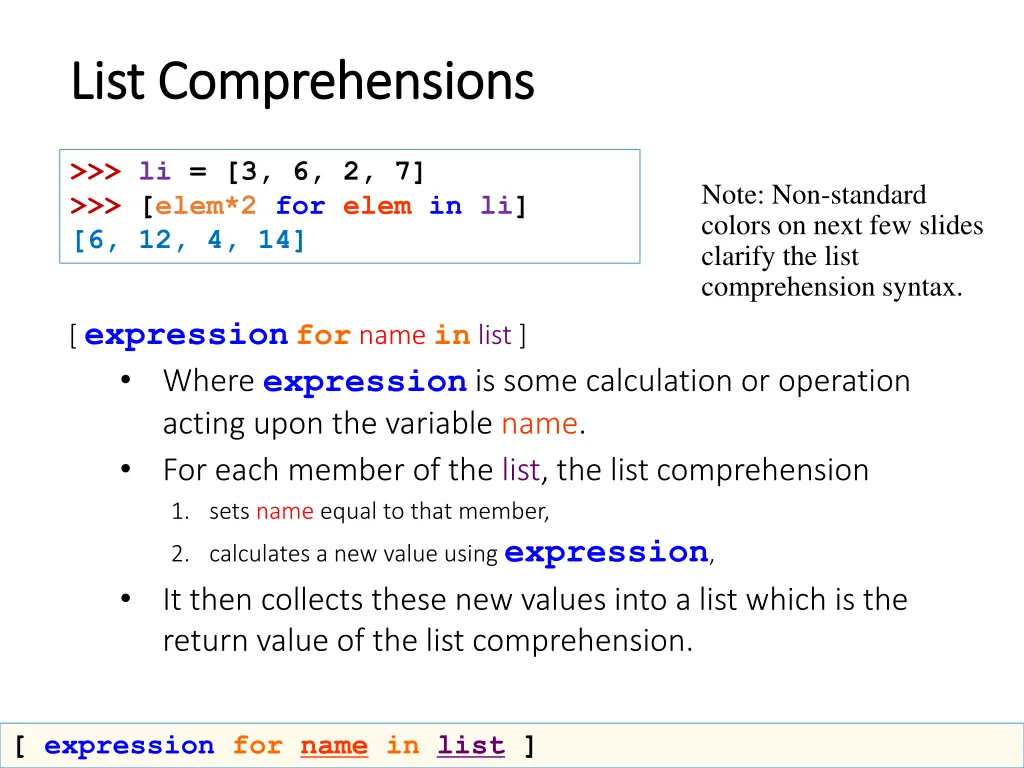 list comprehensions list comprehensions 2