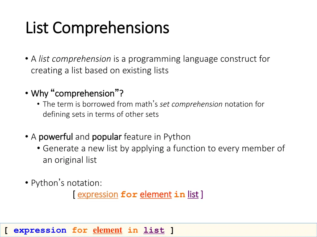 list comprehensions list comprehensions