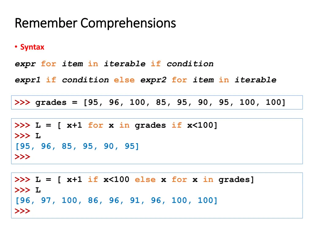 remember comprehensions remember comprehensions
