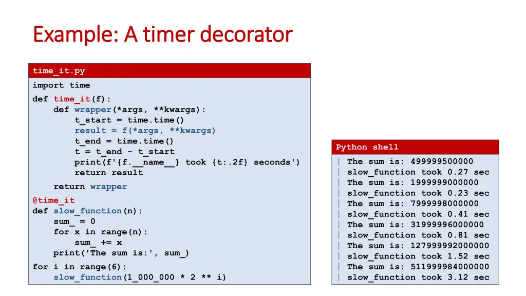 example example a timer a timer decorator