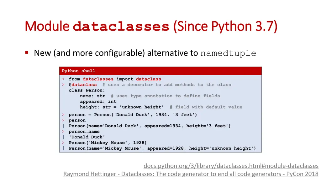 module module dataclasses since