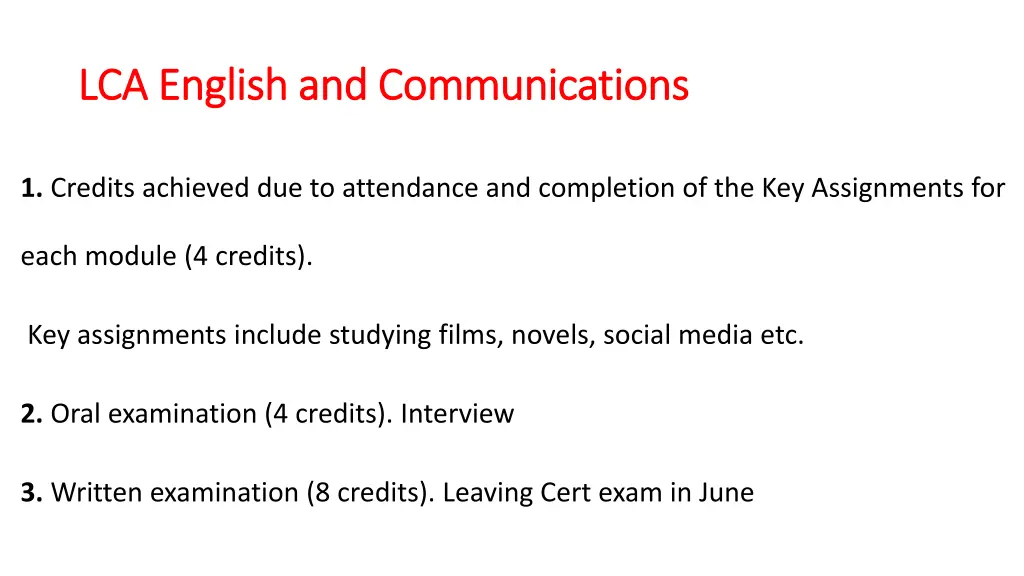 lca english and communications lca english