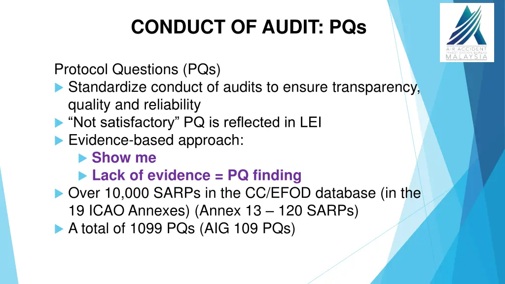 conduct of audit pqs