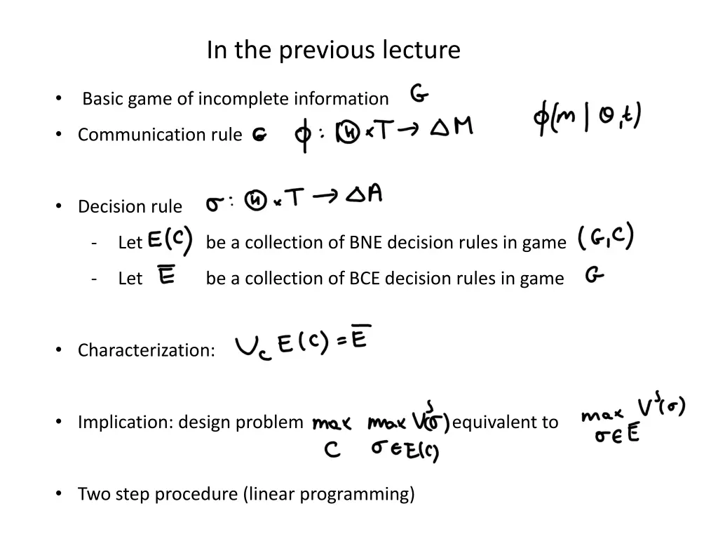 in the previous lecture