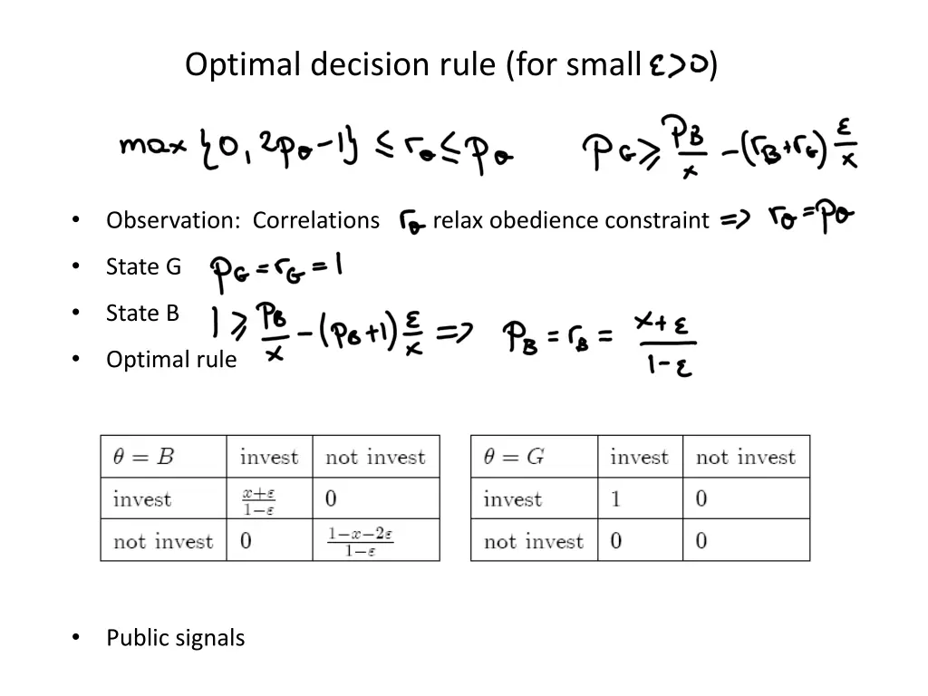 optimal decision rule for small