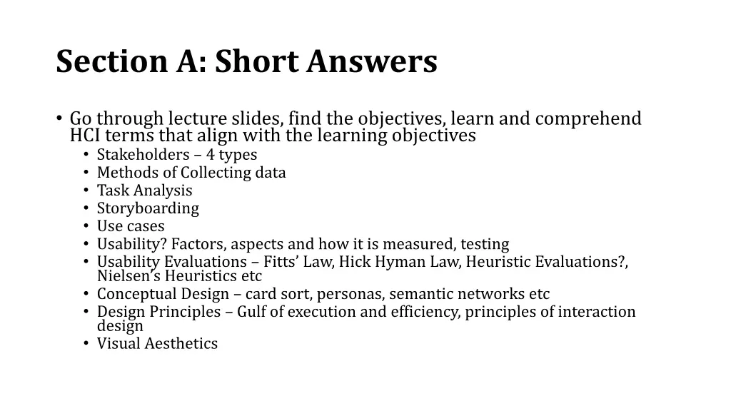 section a short answers