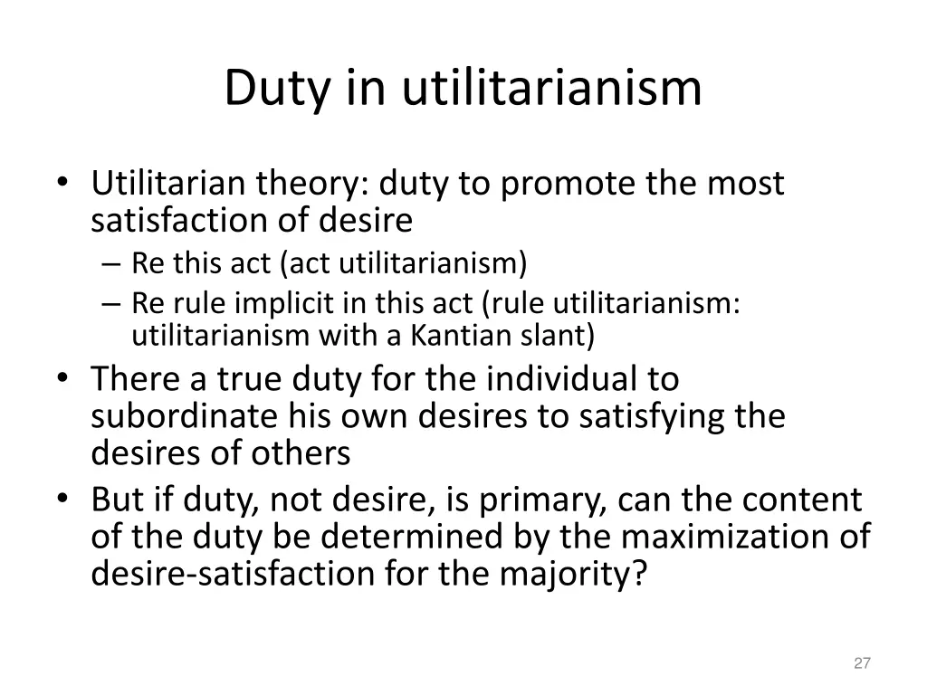 duty in utilitarianism