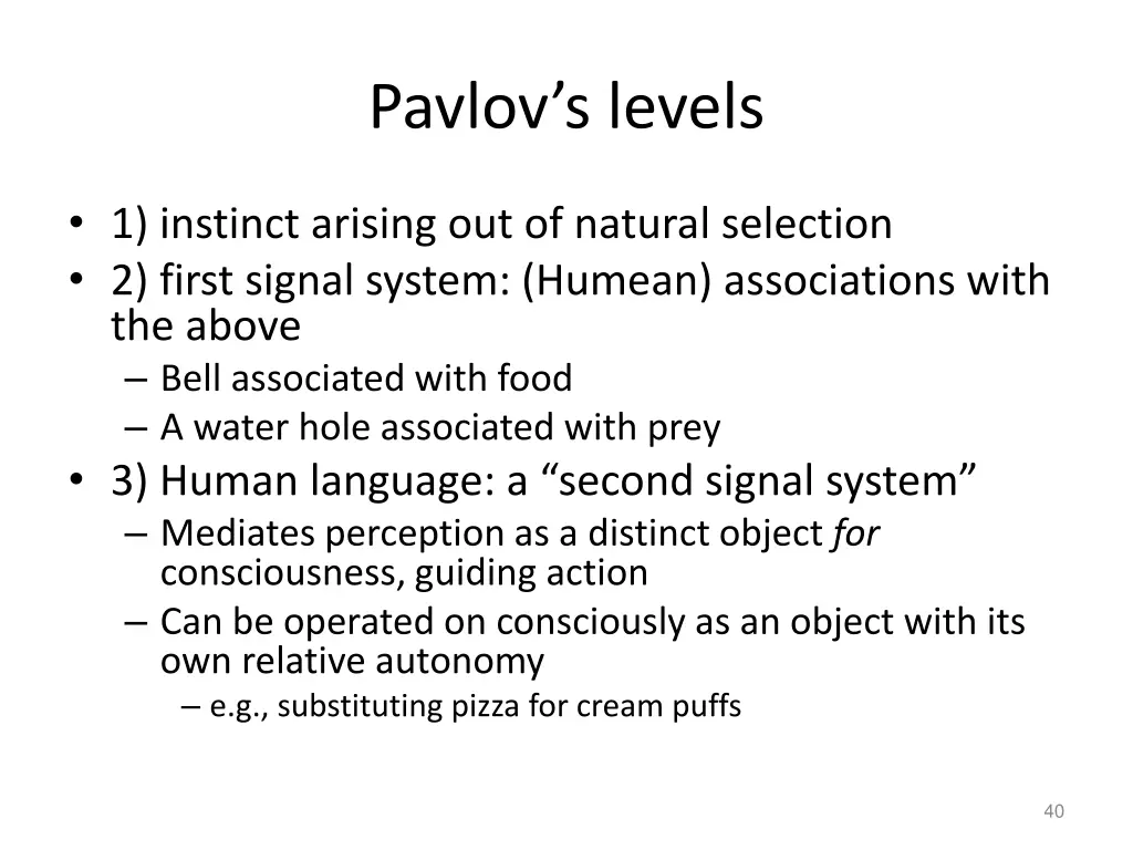 pavlov s levels