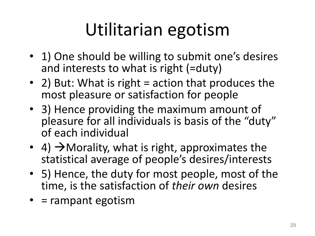 utilitarian egotism