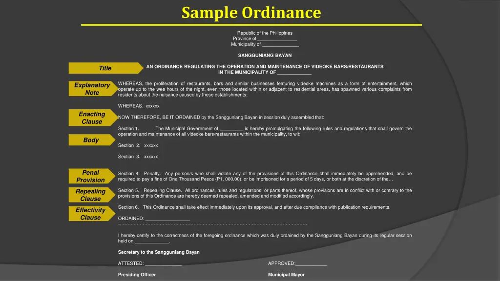 sample ordinance
