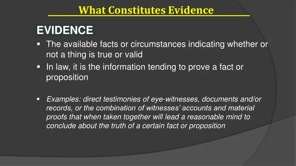 what constitutes evidence