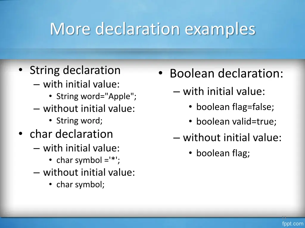 more declaration examples