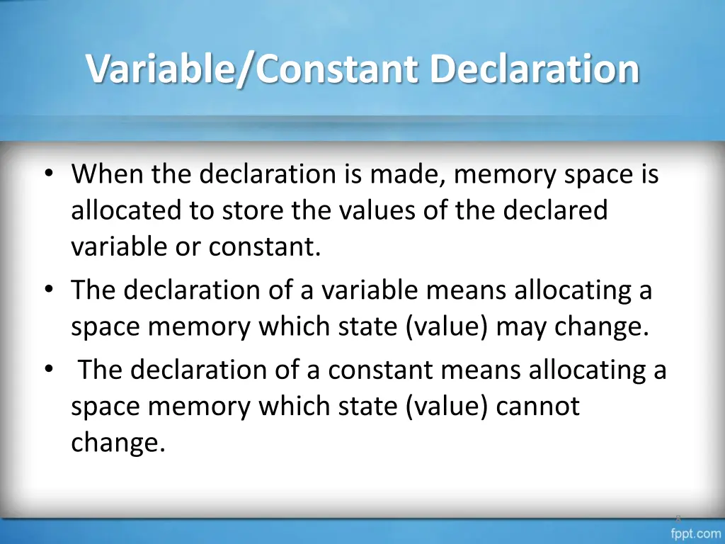 variable constant declaration