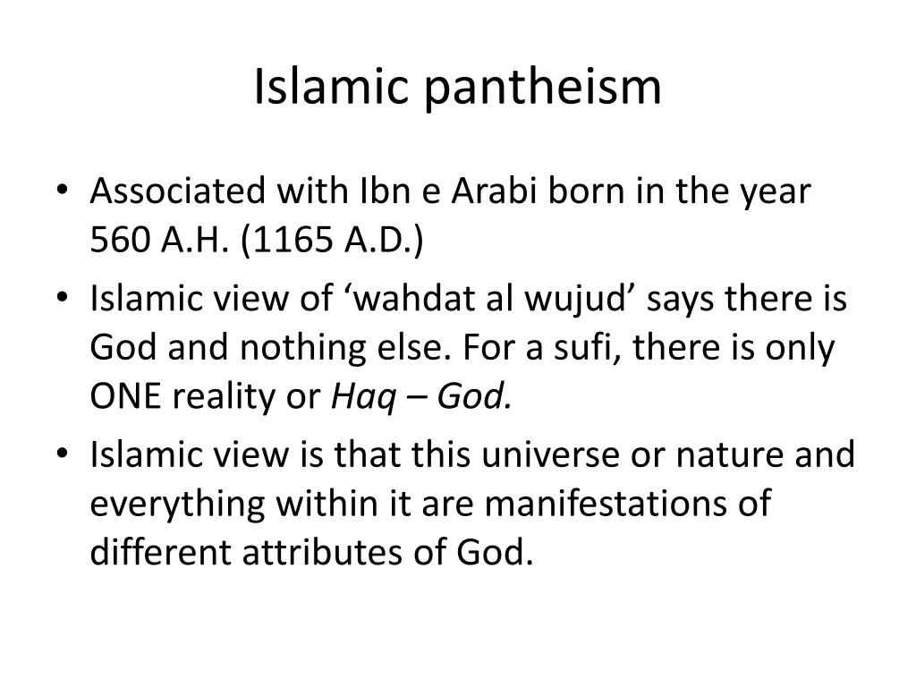 islamic pantheism