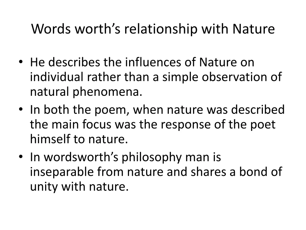 words worth s relationship with nature