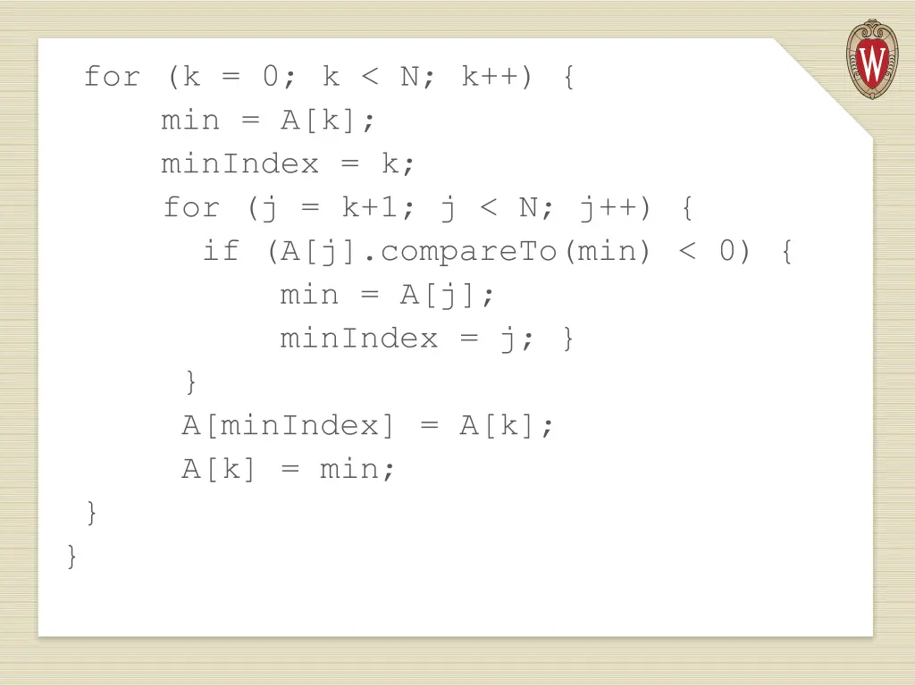 for k 0 k n k min a k minindex