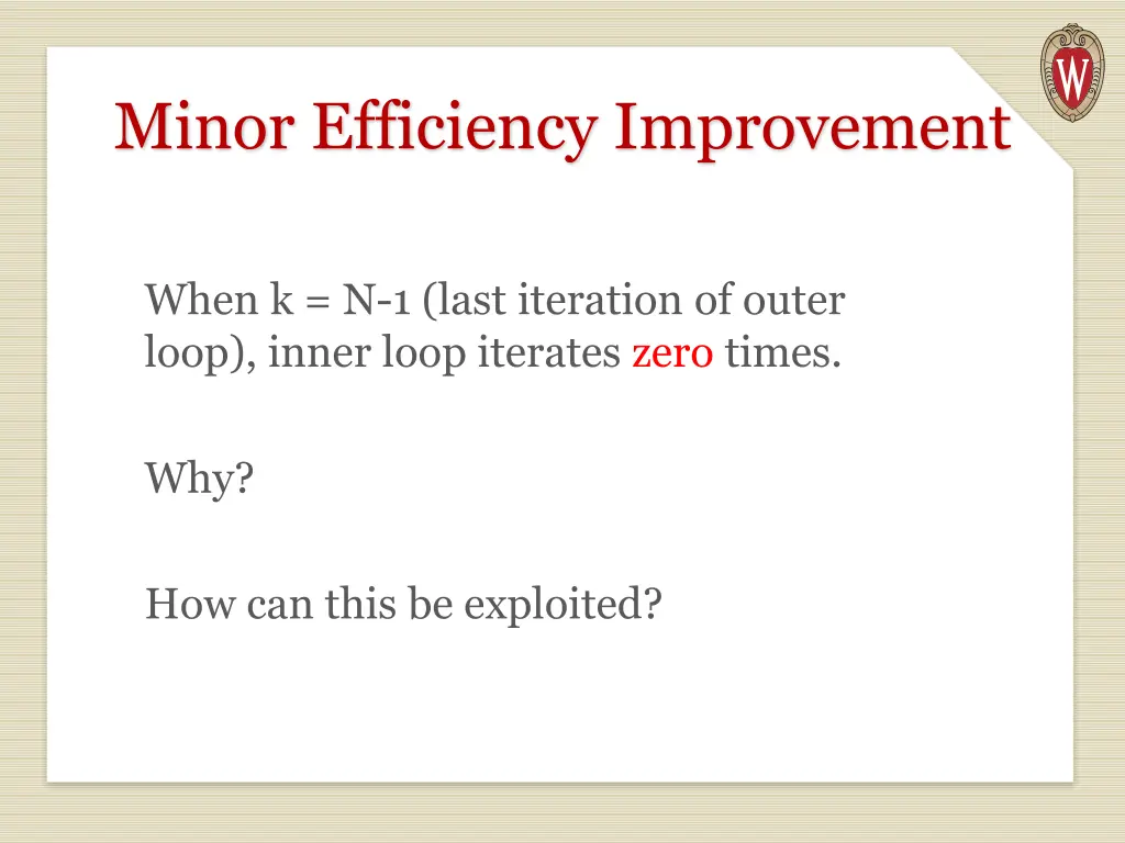 minor efficiency improvement