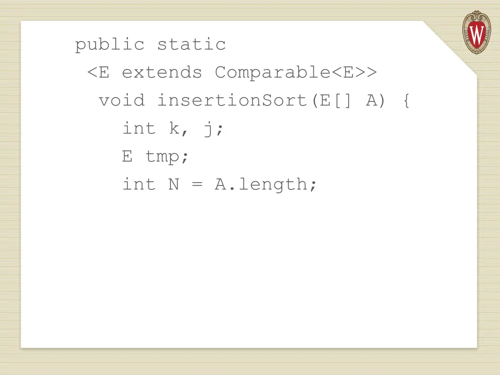 public static e extends comparable e void 1