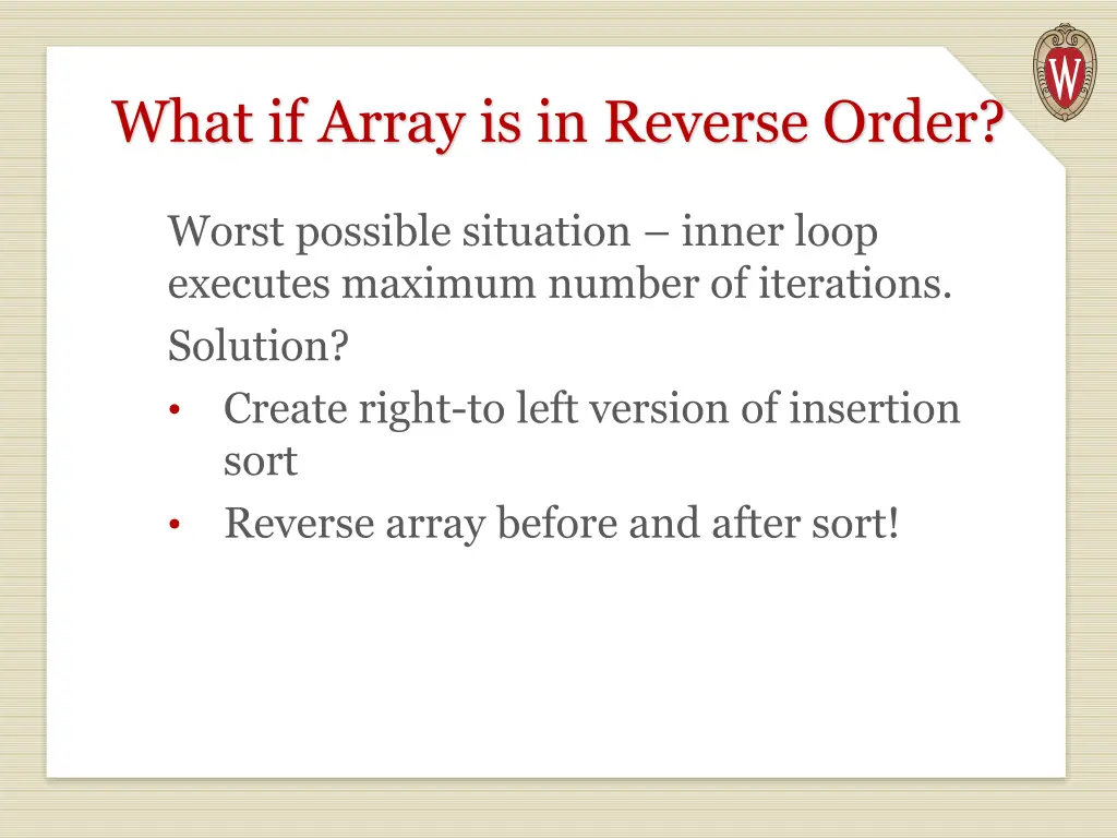 what if array is in reverse order