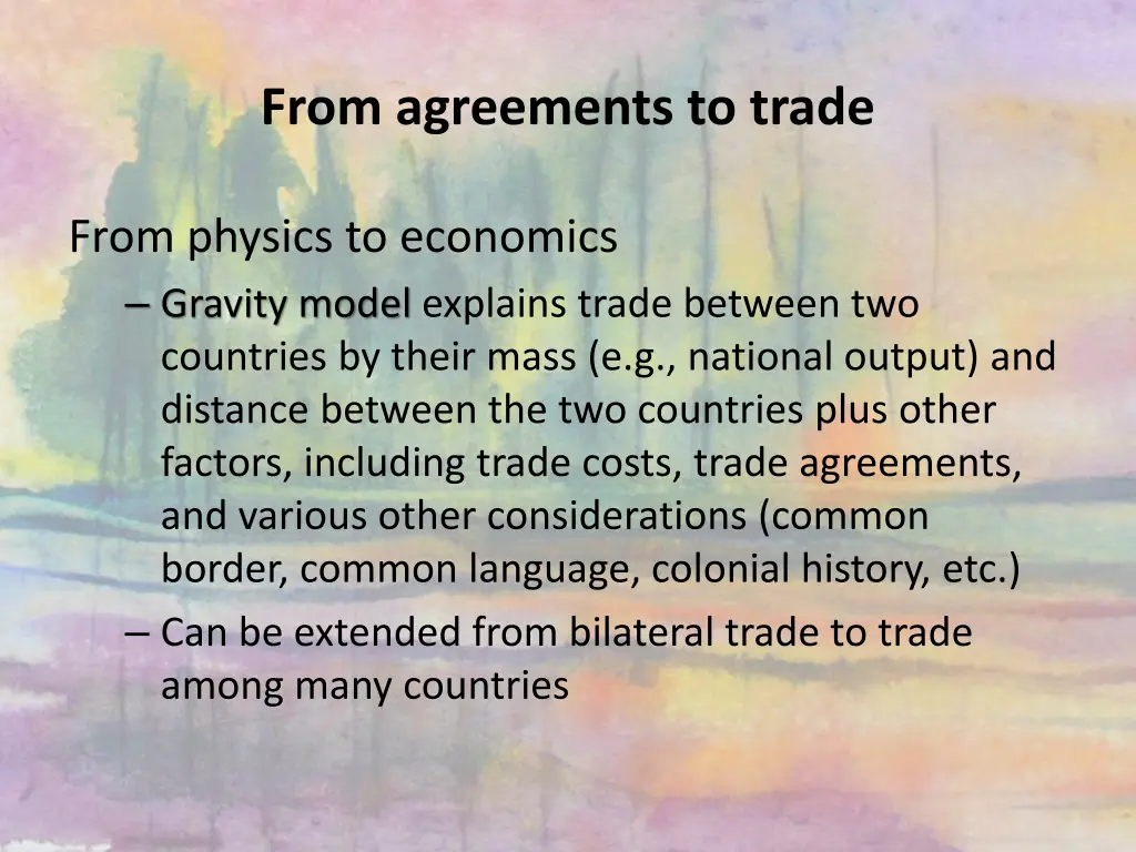 from agreements to trade
