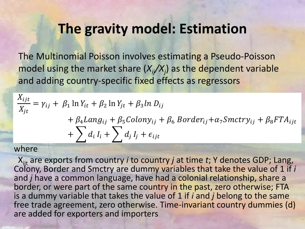 the gravity model estimation