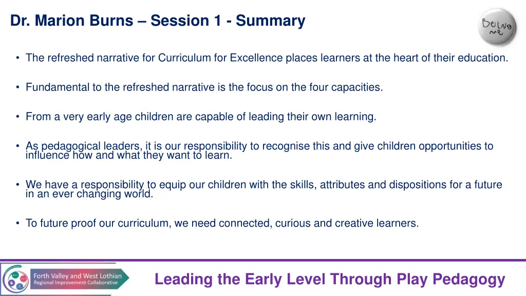 dr marion burns session 1 summary