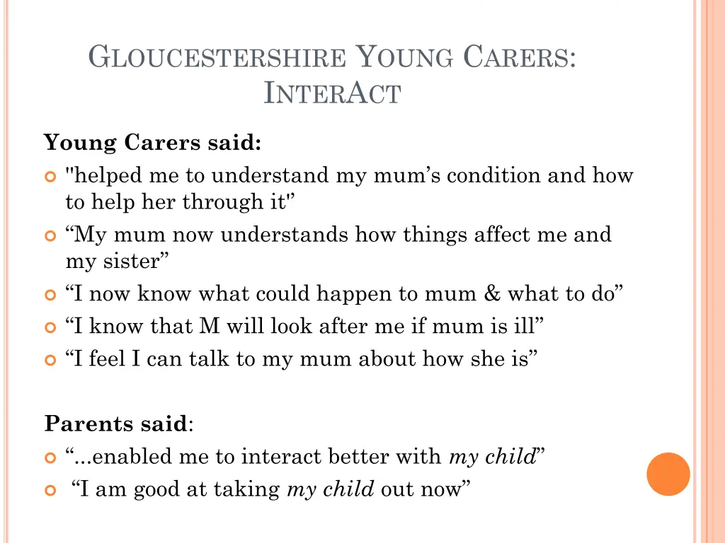 g loucestershire y oung c arers i nter a ct